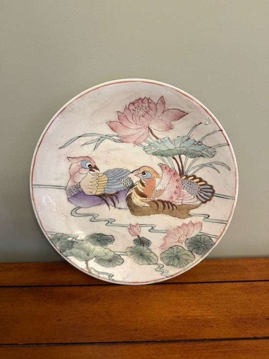 Other - Macau Hand Painted Display Plate Called "Mandarin Doves" 4000 Year Old Folktale
